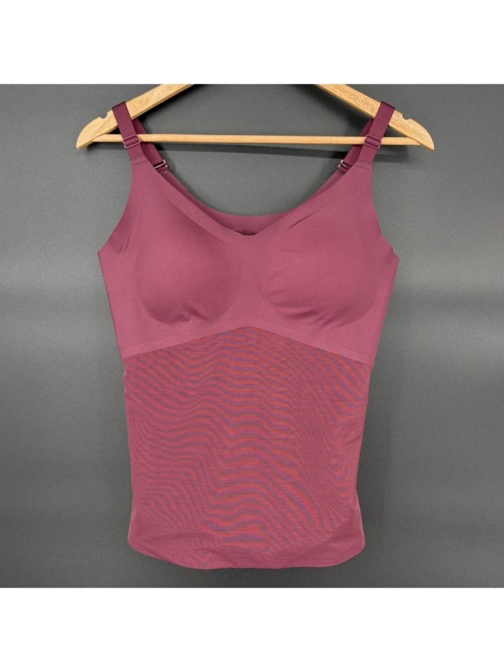Honeylove LiftWear Cami Tank XL Fig Burgundy Built In Bra Shapewear Compression